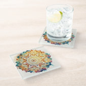 Watercolor Mandala Glasuntersetzer (Schrägansicht)