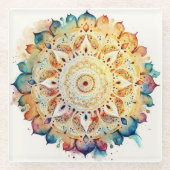 Watercolor Mandala Glasuntersetzer (Vorderseite)