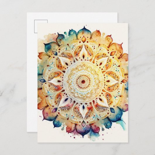 Watercolor Mandala Postkarte (Vorne/Hinten)