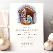 Watercolor Manger Nativity Scene Weihnachtsfest Pa Einladung