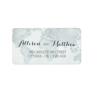 Watercolor Map Wedding Address Label Adressaufkleber