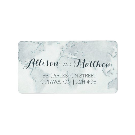 Watercolor Map Wedding Address Label Adressaufkleber (Vorne)