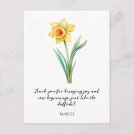 WATERCOLOR MARCH DAFFODIL BIRTH FLOWER POSTKARTE