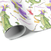 Watercolor Mardi Gras Animal Parade Party Geschenkpapier (Rolleneckpunkt)