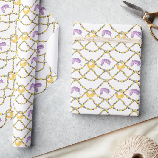 Watercolor Mardi Gras Beads Geschenkpapier