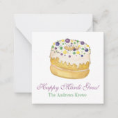 Watercolor Mardi Gras King Cake Mitteilungskarte (Vorderseite)