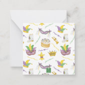 Watercolor Mardi Gras King Cake Mitteilungskarte (Rückseite)