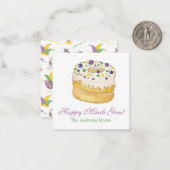 Watercolor Mardi Gras King Cake Mitteilungskarte (Vorderseite/Rückseite Beispiel)
