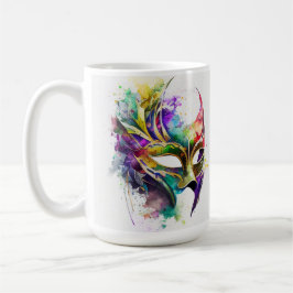 WATERCOLOR MARDI GRAS MASKS & FEATHERS KAFFEETASSE