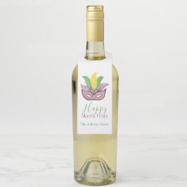 Watercolor Mardi Gras Masks King Cake Crown Flaschenanhänger