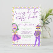 Watercolor Mardi Gras Masquerade Party Einladung (Stehend Vorderseite)