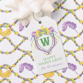 Watercolor Mardi Gras Monogram Crest Geschenkanhänger