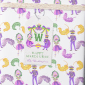 Watercolor Mardi Gras Monogram Crest Geschenkanhänger