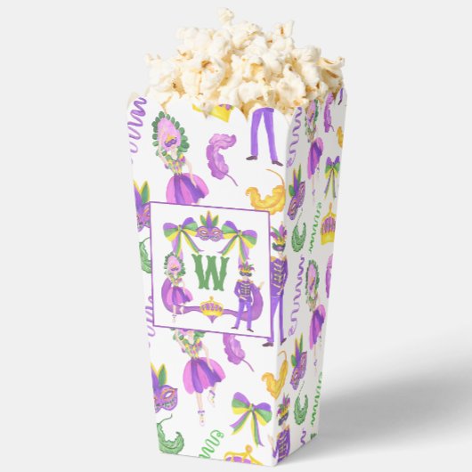 Watercolor Mardi Gras Monogram Crest Geschenkschachtel