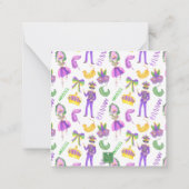 Watercolor Mardi Gras Monogram Crest Mitteilungskarte (Rückseite)