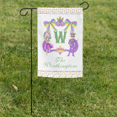 Watercolor Mardi Gras Monogram Crest Pappteller