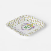 Watercolor Mardi Gras Monogrammwappen Pappteller (Gewinkelt)