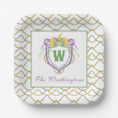 Watercolor Mardi Gras Monogrammwappen Pappteller (Vorderseite)