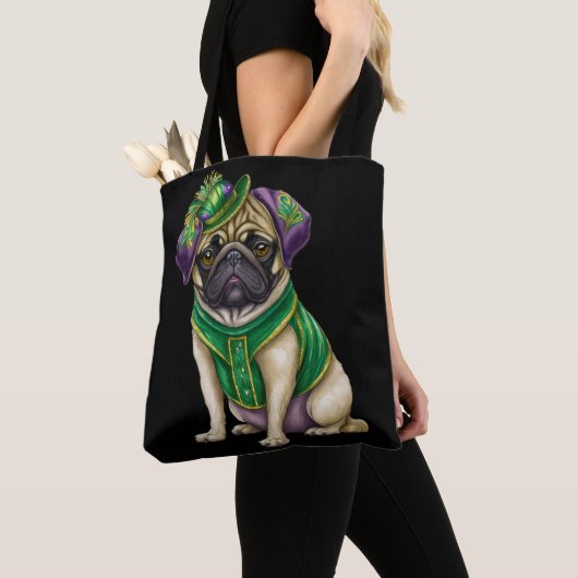 WATERCOLOR MARDI GRAS MOPS DOG TASCHE (Von Nahem)