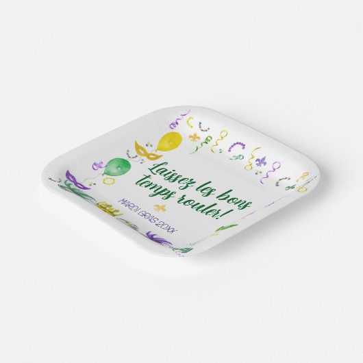 Watercolor Mardi Gras Objects Party Pappteller (Gewinkelt)