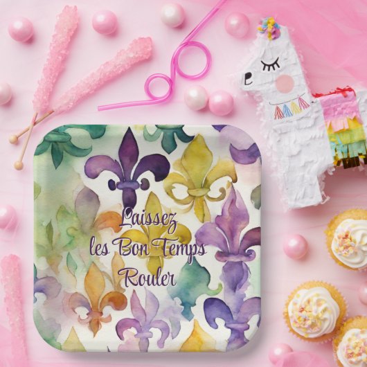 Watercolor Mardi Gras Pappteller (Party)