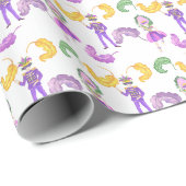 Watercolor Mardi Gras Party Geschenkpapier (Rolleneckpunkt)