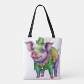 WATERCOLOR MARDI GRAS PINK PIG TASCHE (Rückseite)