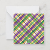 Watercolor Mardi Gras Plaid Animals Monogram Crest Mitteilungskarte (Rückseite)