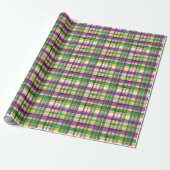 Watercolor Mardi Gras Plaid Geschenkpapier (Ungerollt)