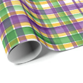 Watercolor Mardi Gras Plaid Geschenkpapier (Rolleneckpunkt)
