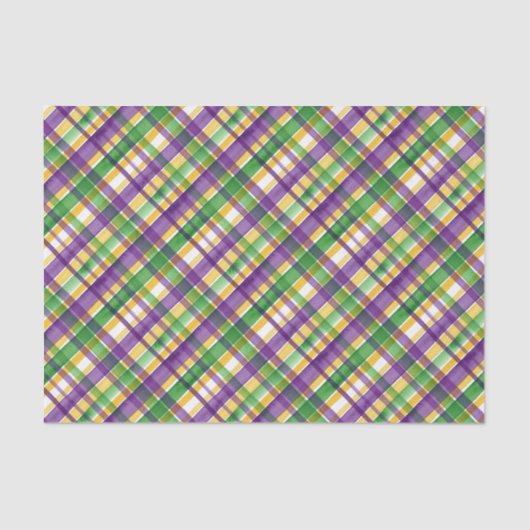 Watercolor Mardi Gras Plaid Seidenpapier (Vorderseite)