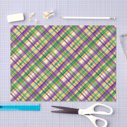 Watercolor Mardi Gras Plaid Seidenpapier (Handwerk)