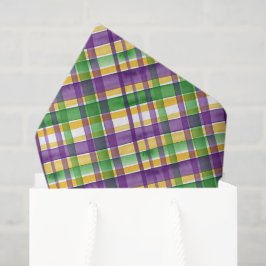 Watercolor Mardi Gras Plaid Seidenpapier