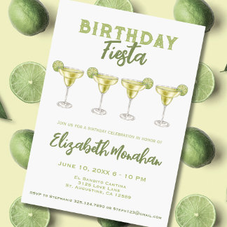 Watercolor Margarita Birthday Fiesta Birthday Einladung