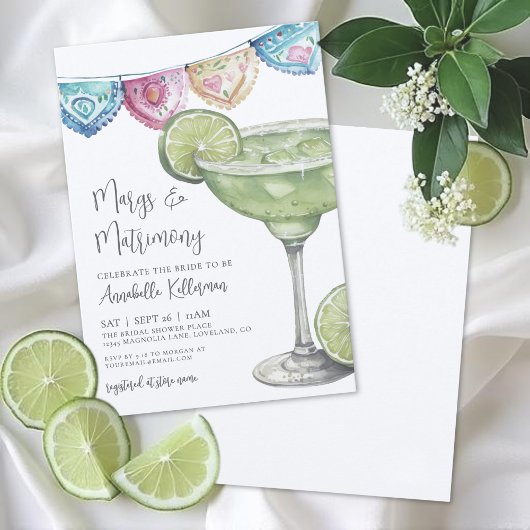 Watercolor Margarita Bridal Shower Einladung