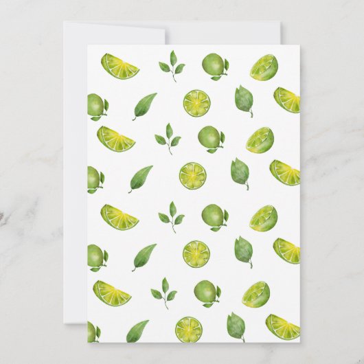Watercolor Margarita Lime Bridal Shower Einladung (Rückseite)