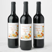 Watercolor Marigold Floral Milestone Birthday Wine Weinetikett (Flaschen)