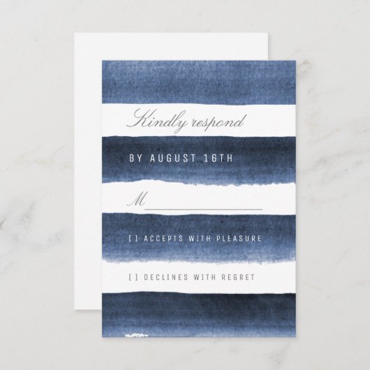 Watercolor Marine Streifen nautische Hochzeit RSVP (Vorne/Hinten)