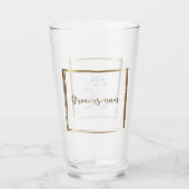 Watercolor-Marine u. erröten Trauzeuge Glas (Vorderseite)