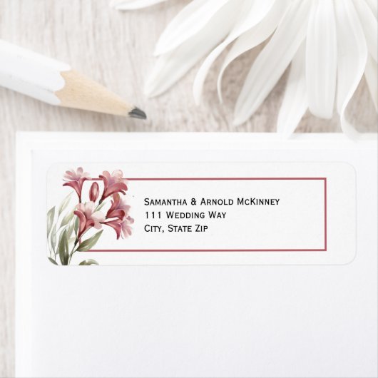 Watercolor Maroon Floral Wedding Address (Insitu)