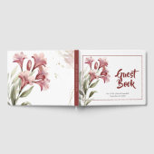 Watercolor Maroon Floral Wedding Gästebuch (Voll)