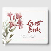 Watercolor Maroon Floral Wedding Gästebuch (Vorderseite)