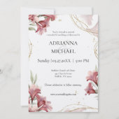 Watercolor Maroon Floral Wedding Invitation Einladung (Vorderseite)