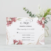 Watercolor Maroon Floral Wedding RSVP Einladung (Stehend Vorderseite)