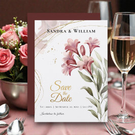 Watercolor Maroon Floral Wedding Save the Date Einladung