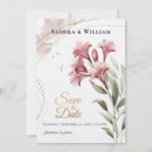 Watercolor Maroon Floral Wedding Save the Date Einladung (Vorderseite)