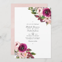 Watercolor Marsala & Blush Floral QR Code Wedding