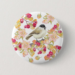 Watercolor Marsh Tit Button
