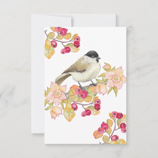 Watercolor Marsh Tit Dankeskarte (Vorderseite)