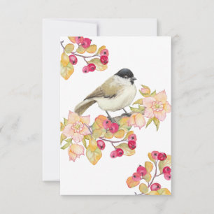 Watercolor Marsh Tit Dankeskarte